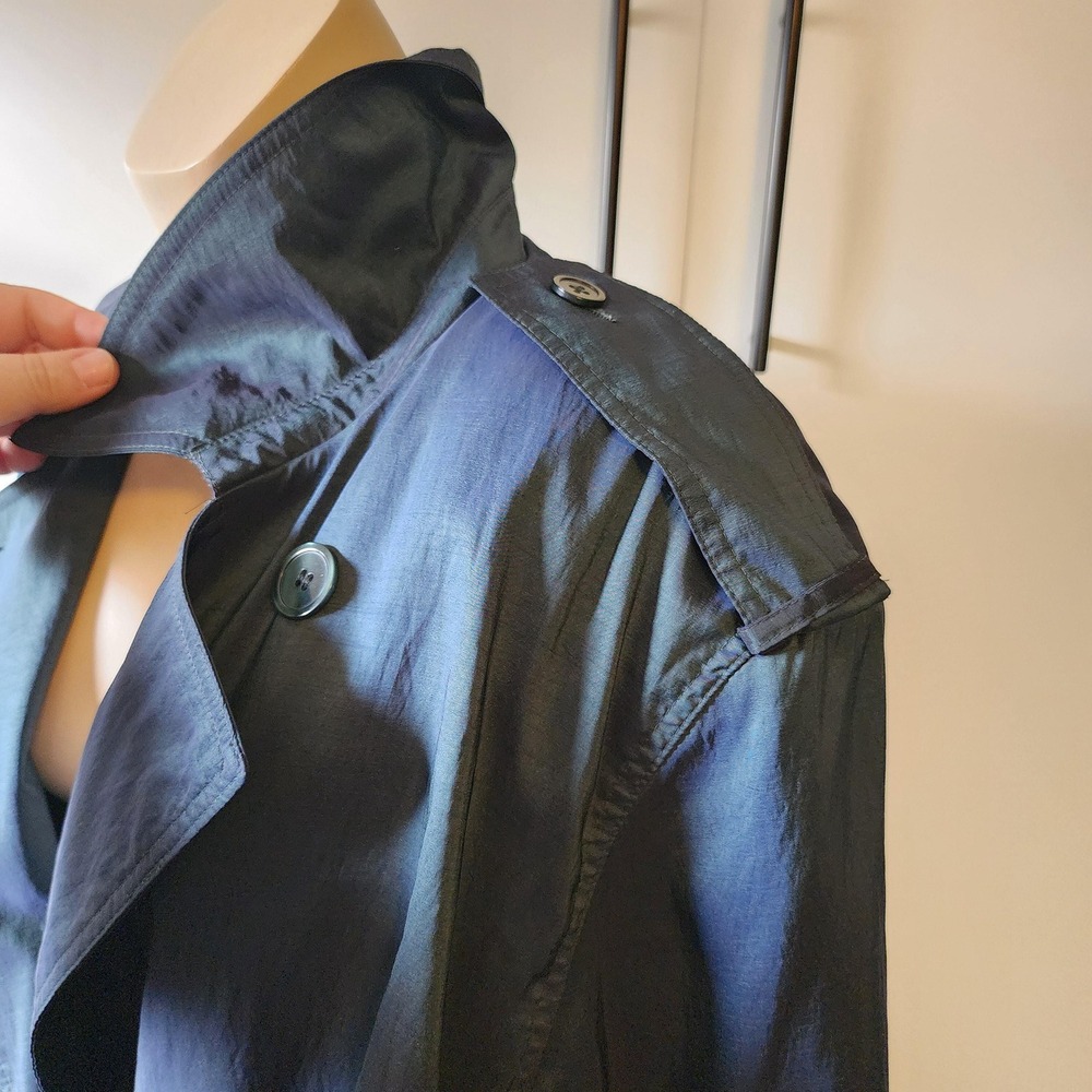 Forecaster of Boston Blue Green Iridescent Trench Coat Removable Liner 13/14 - Picture 7 of 11